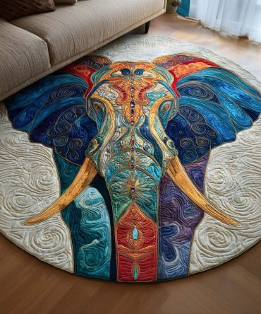 Dream Trunk Round Area Rug — Whimsical Elephant Trunk Design Plush Round Rug For Nursery, Kids Room & Boho Homes