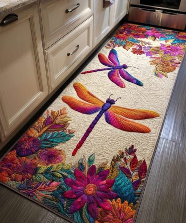 Dreamy Dragonfly Kitchen Area Rug - Non-Slip, Soft-Microfiber Runner For Comfort, Machine-Washable & Fade-Resistant