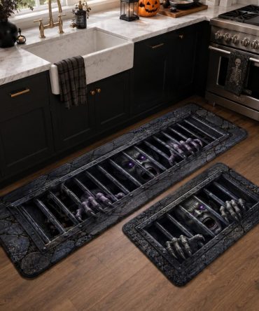 Dungeon Howl Halloween Kitchen Rug — Dark Gothic Area Mat For Cooking Zones, Non-Slip Backing, Durable & Easy-Care