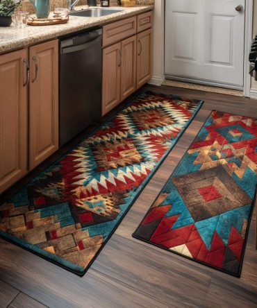 Dust Trail Kitchen Rug — Distressed Earth-Tone Runner, Non-Skid Low-Profile Mat For High Traffic, Machine-Washable And Fade-Resistant
