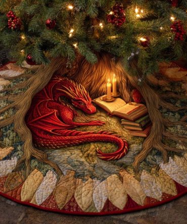 Emberlight Dreamer Quilted Tree Skirt — Warm Ember-Toned Quilted Holiday Skirt For Cozy, High-End Christmas Styling