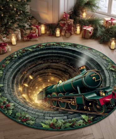 Emerald Journey Round Area Rug — Rich Green Statement Round Rug For Holiday & Year-Round Style, Living Room, Dining, Entryway Accent