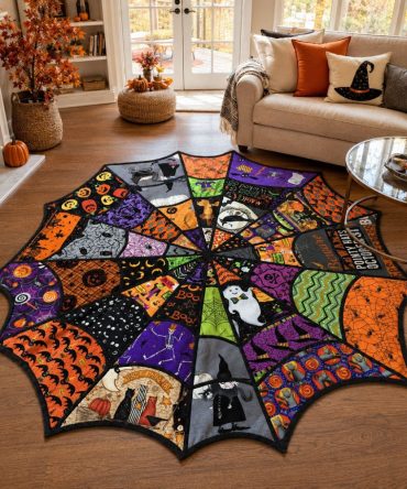 Enchanted Web Halloween Rug — Custom Spider Web Shaped Area Mat For Spooky Entryways, Parties & Themed Home Decor
