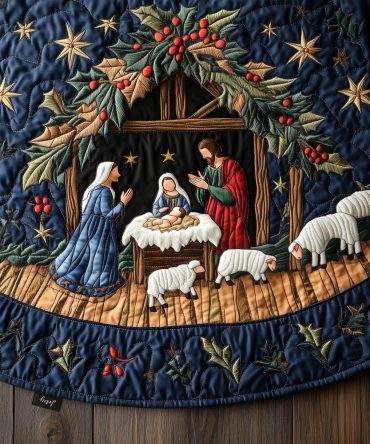 Eternal Hope Quilted Christmas Tree Skirt — Luxurious Quilted Holiday Skirt With Timeless Motif For Elegant Seasonal Decor
