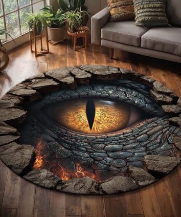 Eternal Gaze Dragon Round Rug - Majestic Dragon Portrait Area Rug For Statement Interiors, Soft Plush Pile And Long-Lasting Color