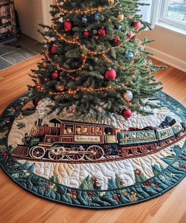 Eternal Radiance Premium Quilted Christmas Tree Skirt - Timeless Ivory & Gold Holiday Tree Skirt, Elegant Quilted Centerpiece