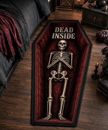 Eternal Slumber Coffin Rug — Somber Custom-Shaped Memorial Area Mat For Gothic Decor, Halloween & Quiet Corners