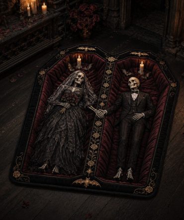 Eternal Vows Halloween Floor Rug — Premium Custom-Shaped Gothic Entryway Accent Rug For Spooky Home Decor, Non-Slip