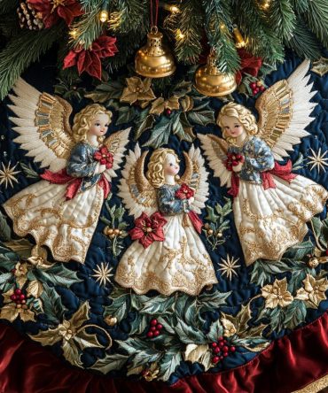 Ethereal Elegance Quilted Tree Skirt — Soft Pastel Holiday Base Cover With Delicate Stitching, Luxury Christmas Decoration Accent