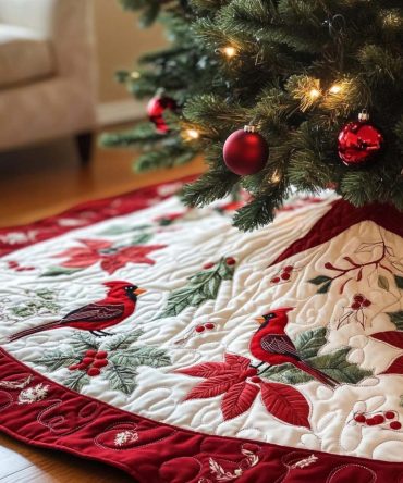 Evergreen Echo Quilted Christmas Tree Skirt — Timeless Pine-Inspired Quilted Tree Skirt For Classic Holiday Styling And Durable Under-Tree Coverage