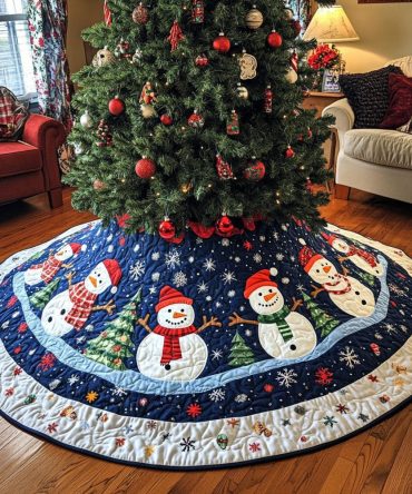 Evergreen Elegance Quilted Tree Skirt – Classic Green & Gold Holiday Skirt 48-Inch Round , Reversible Plush Christmas Decor