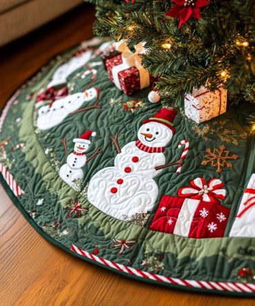 Evergreen Elegance Quilted Christmas Tree Skirt — Sophisticated Quilted Tree Skirt With Timeless Evergreen Motifs For Refined Holiday Décor