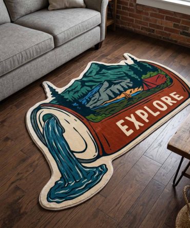 Explore Flow Kids Rug — Custom-Shaped Plush Playroom & Nursery Area Rug With Non-Slip Backing, Easy-Clean, Durable Accent