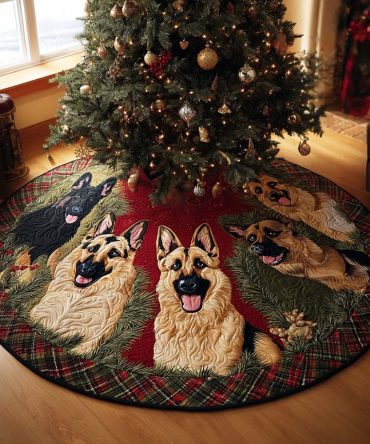 Faithful Holiday Quilted Tree Skirt — Elegant Nativity-Inspired Embroidery, Soft Quilted Base Cover For Traditional & Religious Christmas Displays
