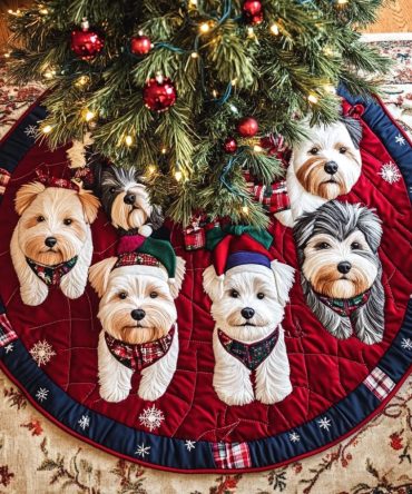 Faithful Westie Quilted Christmas Tree Skirt — Heartwarming West Highland Terrier Design For Cozy, Pet-Friendly Holiday Styling