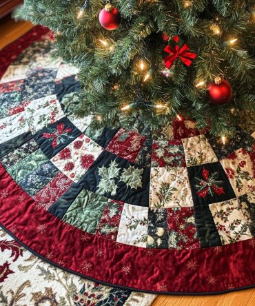 Festive Elegance Quilted Tree Skirt — Sophisticated Holiday Base, Premium Quilting, Reversible Design, Machine Washable & Gift-Friendly