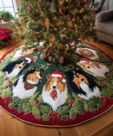 Festive Herd Quilted Christmas Tree Skirt — Premium Holiday Tree Base Decor, Soft Quilting, Festive Accent For Home & Gifts