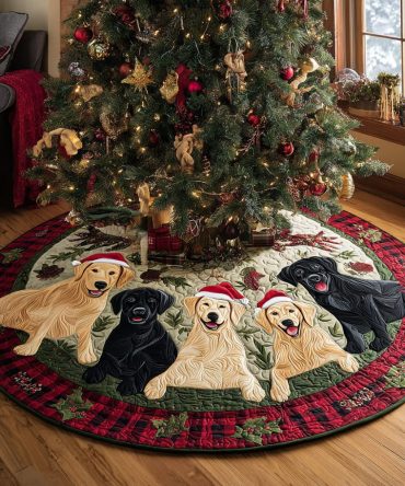 Festive Paws Quilted Tree Skirt — Playful Dog Paws Holiday Tree Skirt For Christmas Decor & Pet-Loving Households