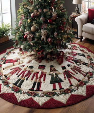 Festive Sentinel Quilted Tree Skirt — Traditional Holiday Guard Design For Classic Christmas Decor And Elegant Present Displays