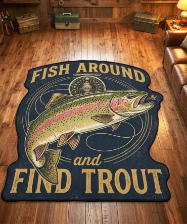 Find Trout Custom-Shaped Area Rug — Bold Angler-Inspired Floor Accent, Soft Low-Profile Rug With Non-Slip Backing For Home & Lodge