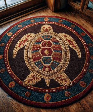 Flow Of Wisdom Round Area Rug - Elegant Flowing Shell Pattern In Calming Hues, Soft Low-Profile Pile, Stain-Resistant And Easy-Care Circular Rug