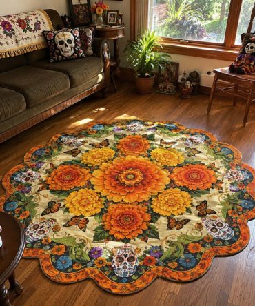 Flowers Of Remembrance Custom Area Rug — Bold Petal Patterns, Colorfast Printing, Machine-Friendly Care & Non-Slip Backing