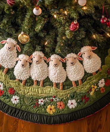 Fluffy Cloud Quilted Christmas Tree Skirt — Soft Cloud Motif & Plush Quilting, Hypoallergenic Cozy Base For Holiday Trees — Perfect Holiday Gift
