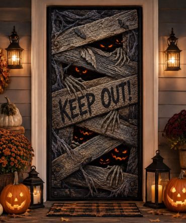 Forbidden Door Quilted Door Cover - Sinister Portal Decoration, Heavy Quilted Fabric For Halloween, Fade-Resistant And Simple To Install
