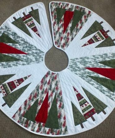 Luxurious Quilted Forest Christmas Tree Skirt — Plush Holiday Tree Collar, 60" Festive Green Quilted Cover, Machine-Washable