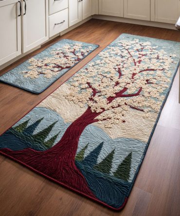 Forest Rise Kitchen Rug — Textured Nature Runner, Anti-Slip Backing, Low-Profile Comfort Mat, Machine Washable & Durable