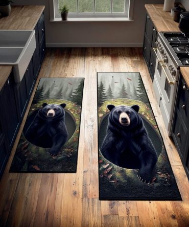 Forest Shadow Kitchen Runner — Subtle Woodland Motif Non-Slip Rug, Low-Pile Polyester, Machine-Washable, Stain-Resistant & Fade-Proof