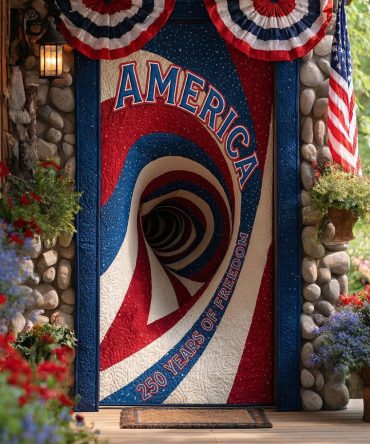 Freedom Abyss Mosaic Quilted Door Panel – Stylish Patriotic Front Door Decor, Durable Patchwork Quilt, Fade-Resistant, Easy Care