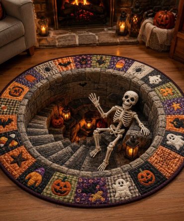 Friendly Escape Round Area Rug — Whimsical Round Accent Rug With Cheerful Motif, Plush Low-Pile Carpet Ideal For Nursery, Playroom, Bedroom Or Cozy Corners