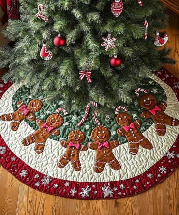Frosted Cookie Lane Quilted Christmas Tree Skirt — Iced Cookie Pattern, Warm Quilting, Decorative Holiday Tree Base, Easy Care & Giftable