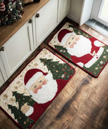 Frostlight Christmas Dream Rug - Elegant Snowflake Kitchen Runner, Non-Slip, Machine Washable Holiday Mat With Soft Pile