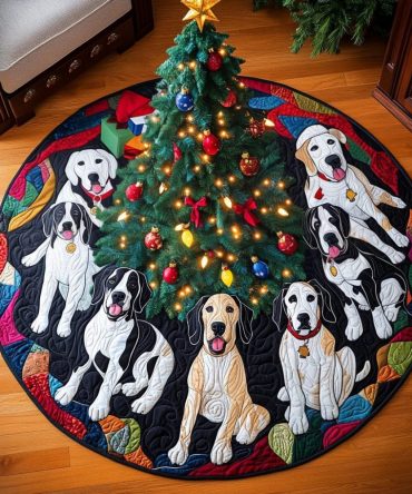 Frosty Great Dane Quilted Tree Skirt - Elegant Winter Dog Design, Thick Quilting, Easy Care, Perfect Gift For Large Dog Lovers