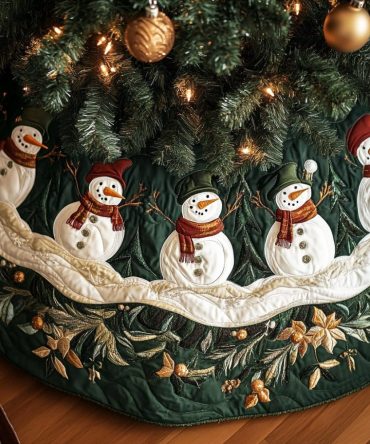 Frosty Festivity Quilted Christmas Tree Skirt — Bright Holiday Pattern, Durable Quilting, Easy Styling For Festive Living Spaces & Mantels