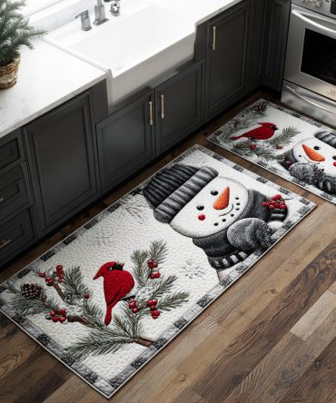 Frosty Morning Kitchen Runner — Soft Plush Non‑Skid Holiday Rug, Machine Washable And Stain‑Resistant For Everyday Use
