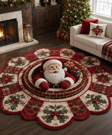 Generous Santa Shaped Area Rug — Big-Hearted Santa Claus Holiday Floor Mat, Plush & Cozy, Anti-Slip, Perfect For Family Spaces