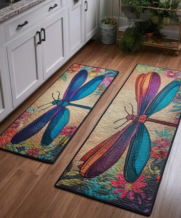 Whimsical Gentle Dragonfly Kitchen Area Rug - Non-Slip, Machine-Washable Runner With Nature Motif For Cozy Kitchens
