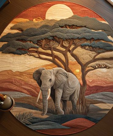 Gentle Giant Round Rug — Oversized Plush Elephant Round Rug For Cozy Living Rooms, Soft Durable Area Carpet