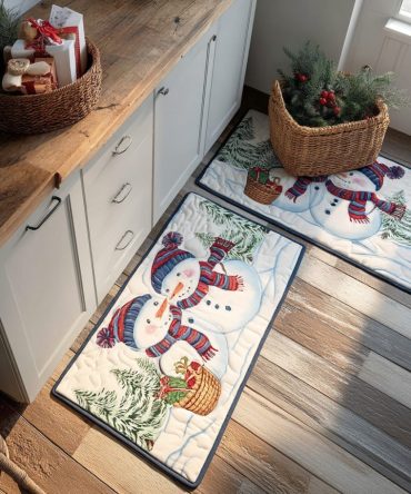 Gentle Winter Spirit Kitchen Runner Rug — Non-Slip, Machine-Washable Calm Holiday Mat With Subtle Winterscape Motif