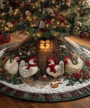 Festive Gingerbread Carolers Quilted Christmas Tree Skirt — Cozy Holiday Gingerbread Scene, Premium Quilted Décor To Wow Guests