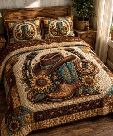 Premium Golden Quilted 3‑Piece Bedding Set — Hypoallergenic Comforter, Reversible Shams & Elegant Bedspread