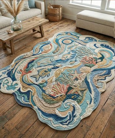 Golden Sand Shimmer Rug — Beach-Inspired Custom Sand-Shaped Area Rug, Soft Low-Pile Accent With Durable Non-Slip Backing