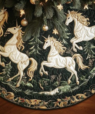Golden Starlight Quilted Tree Skirt — Luxe Metallic Accents & Quilted Texture, High-End Holiday Base Cover For Glamorous Christmas Decor