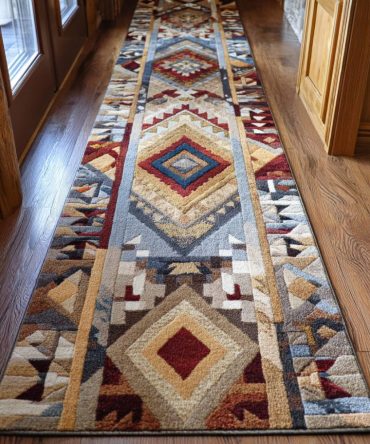 Golden Trail Luxury Runner Rug — Elegant Metallic Accent Hallway Carpet, Modern Geometric Pattern, Durable Low-Pile For Everyday Use