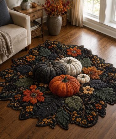Gothic Pumpkin Garden Halloween Custom-Shaped Area Rug — Spooky Seasonal Floor Decor With High-Definition Print, Indoor Accent Rug, Multiple Sizes