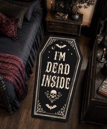 Gothic Requiem Coffin Rug — Ornate Custom-Shaped Funeral Motif Floor Mat For Moody Interiors, Halloween & Theatrical Sets