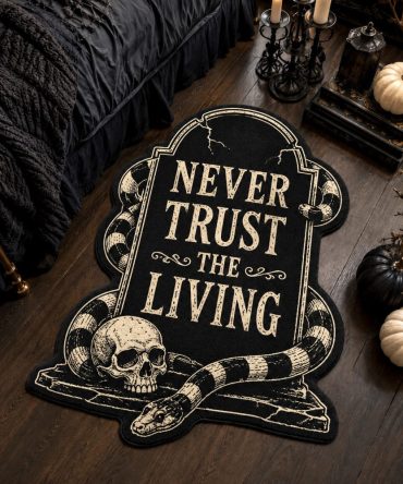 Grave Wisdom Tombstone Rug — Custom-Shaped Haunted Grave Area Mat For Halloween, Gothic Interiors & Spooky Accents